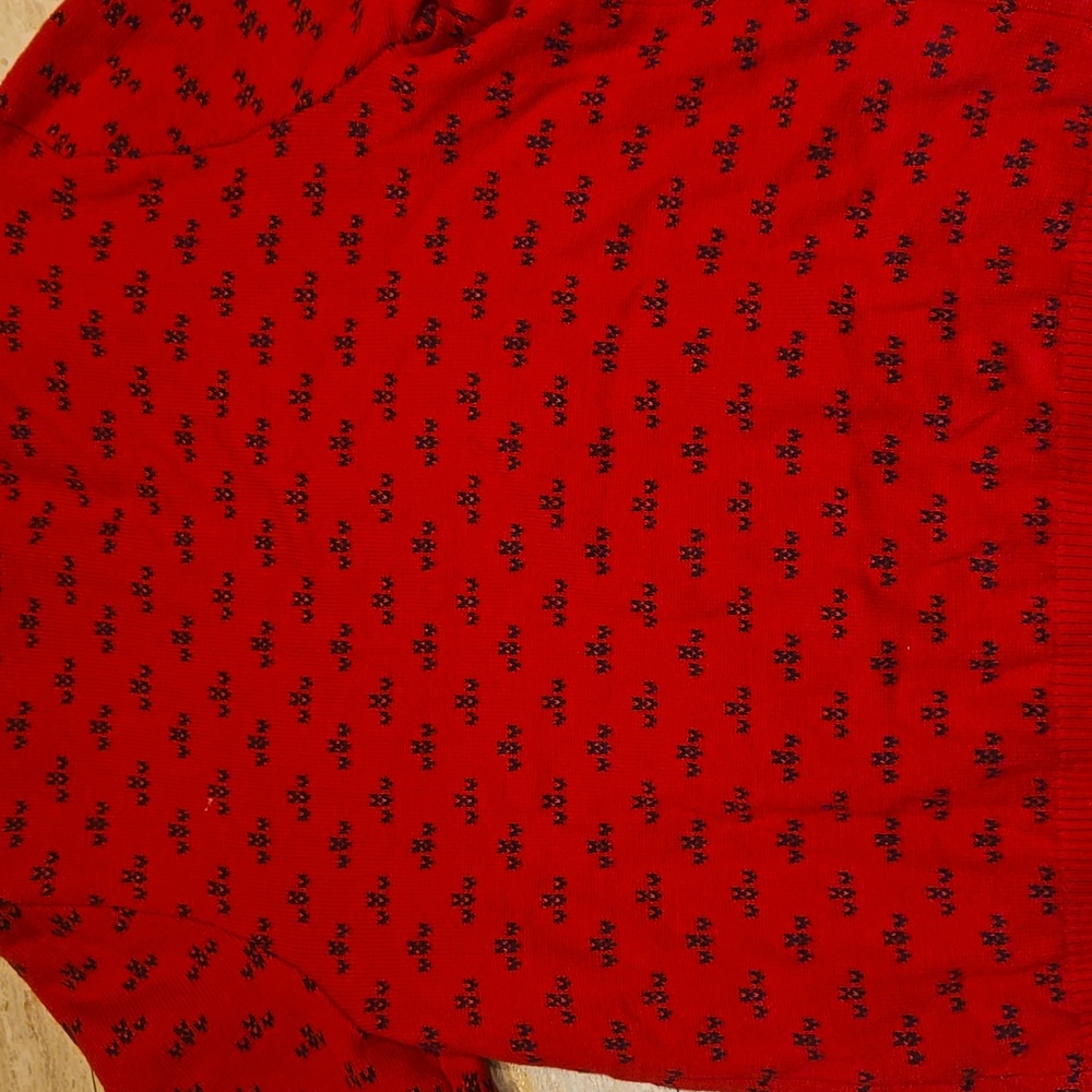 Talbot's Full Zipper Festive Red Nordic Deer Fair Isle Knit Cardigan Sweater - Picture 8 of 9